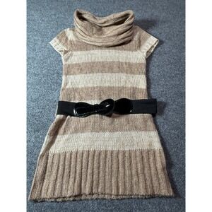 Sweater Project Kids‎ Dress Tan & Beige Striped Cowl Neck Knit S 7/8